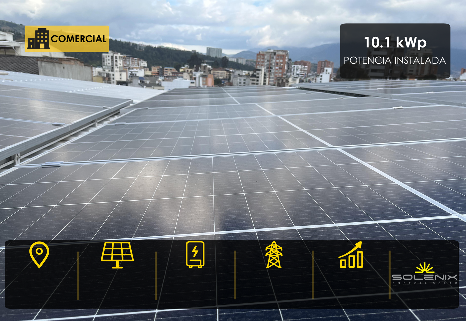 Sistema solar fotovoltaico comercial de 10,1 kWp en Pasto, Nariño
