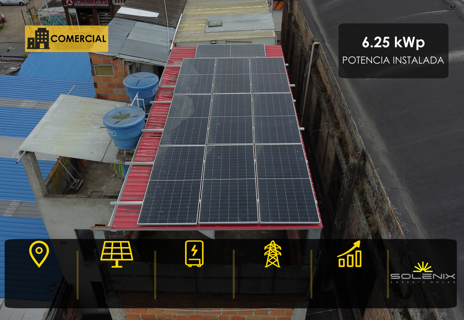 Sistema solar fotovoltaico comercial de 6,25 kWp en Pasto, Nariño