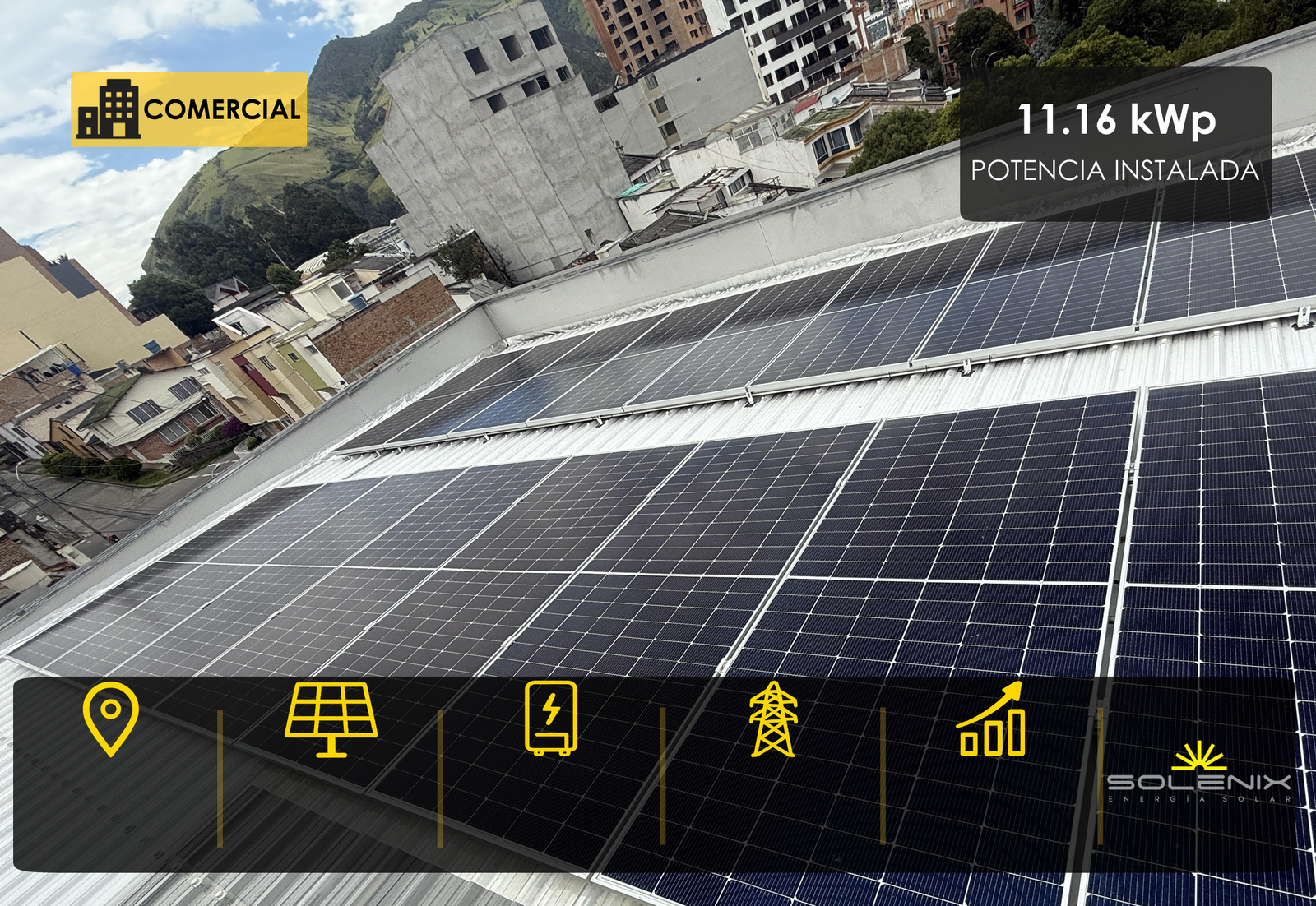 Sistema solar fotovoltaico comercial de 11,16 kWp en Pasto, Nariño