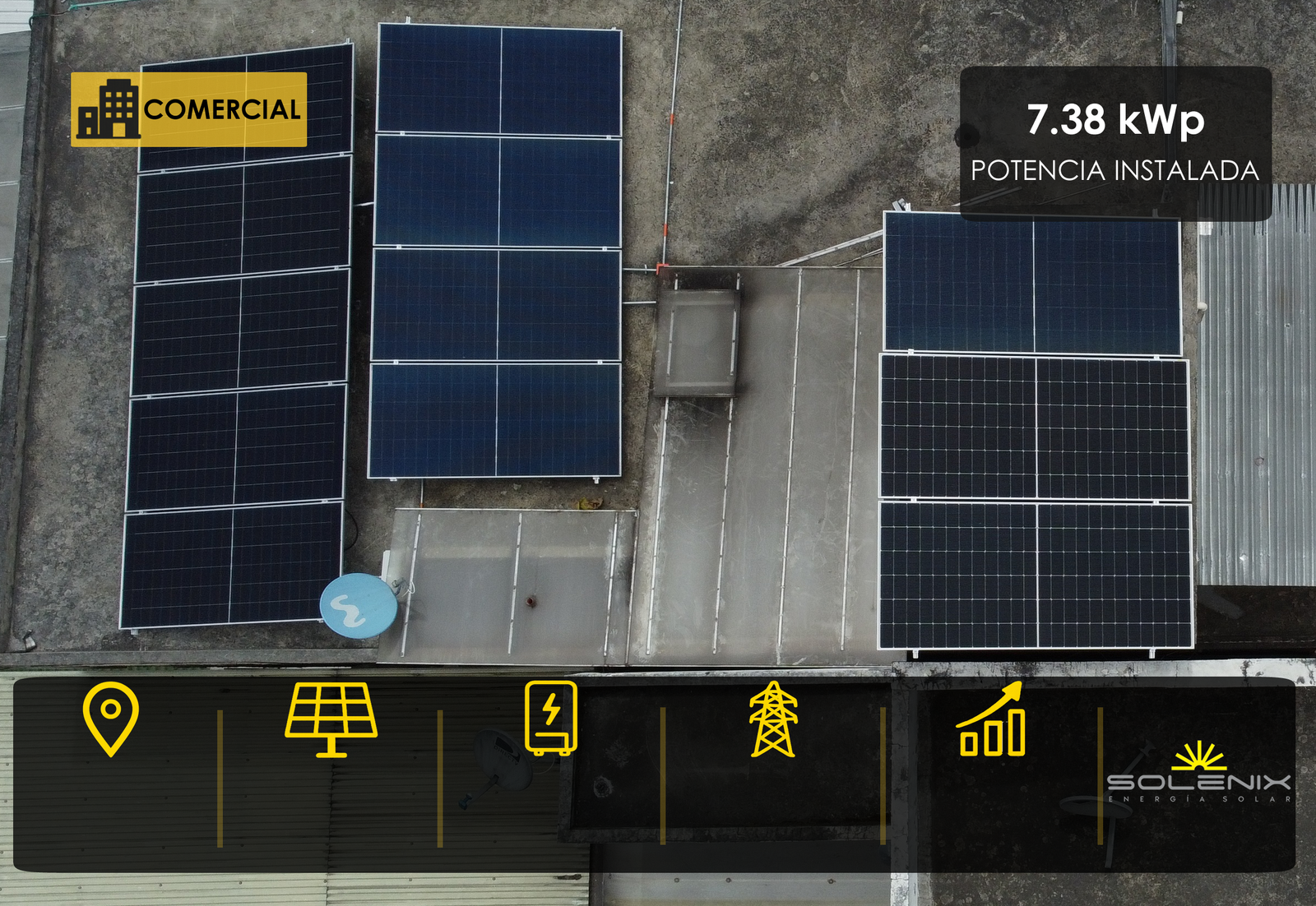 Sistema solar fotovoltaico comercial de 7,38 kWp en Pasto, Nariño