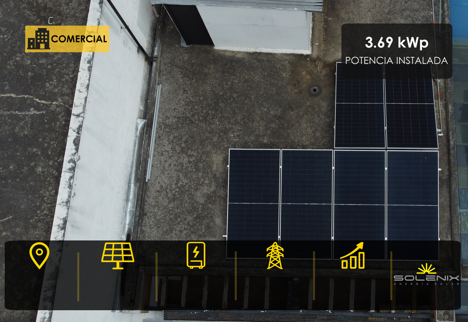 Sistema solar fotovoltaico comercial de 3,69 kWp en Pasto, Nariño
