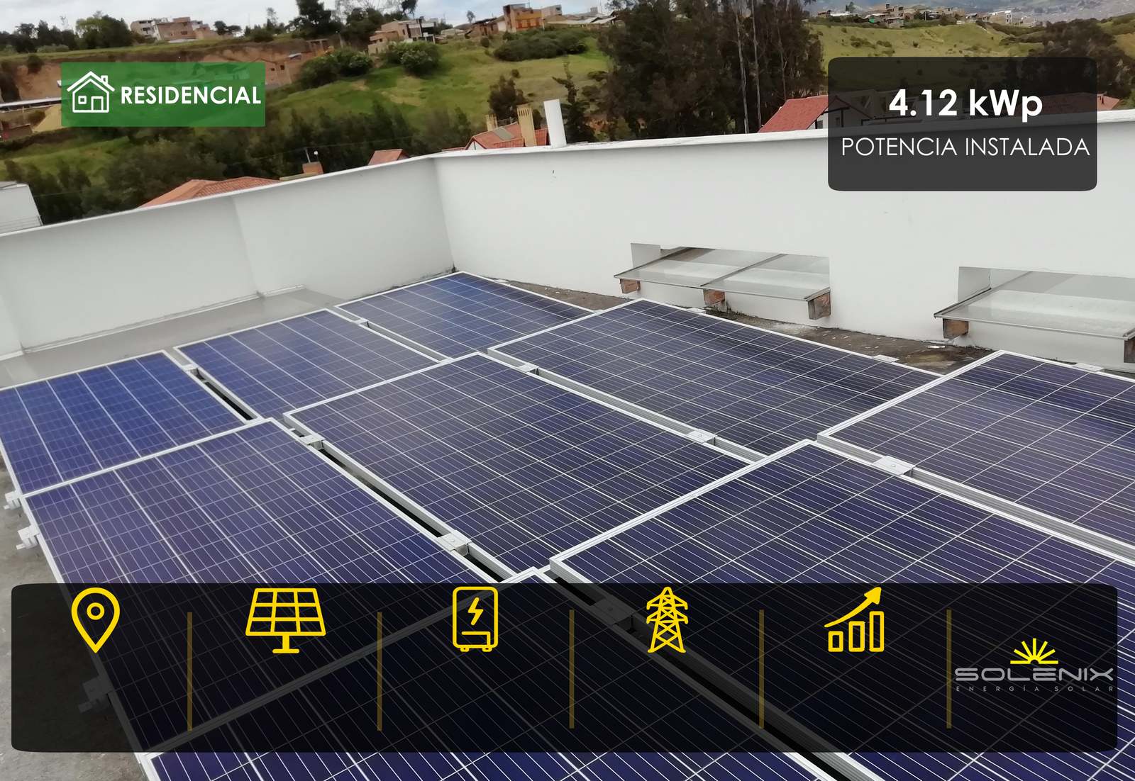 Sistema solar fotovoltaico residencial de 4,12 kWp en Pasto, Nariño
