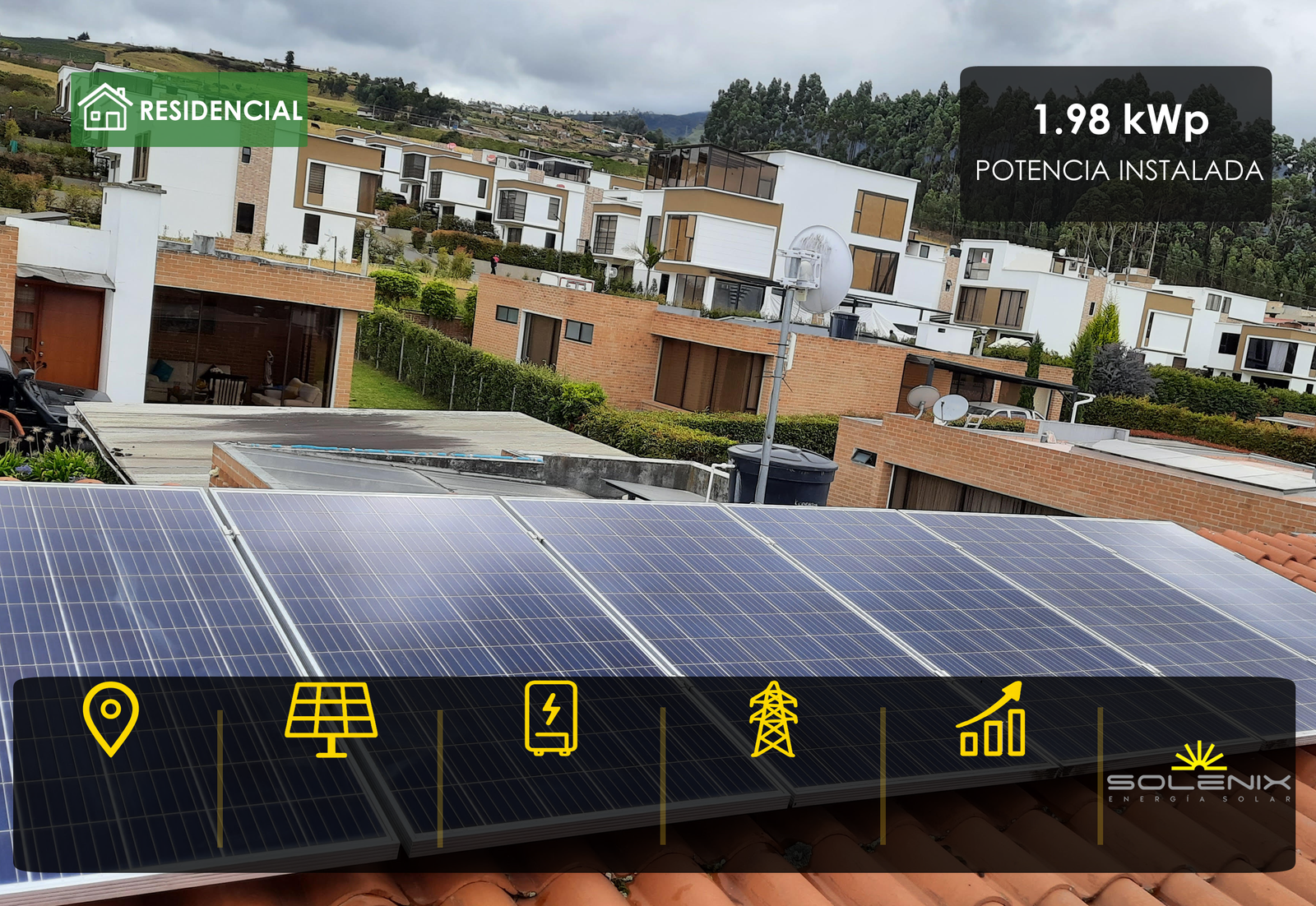 Sistema solar fotovoltaico residencial de 1,98 kWp en Pasto, Nariño