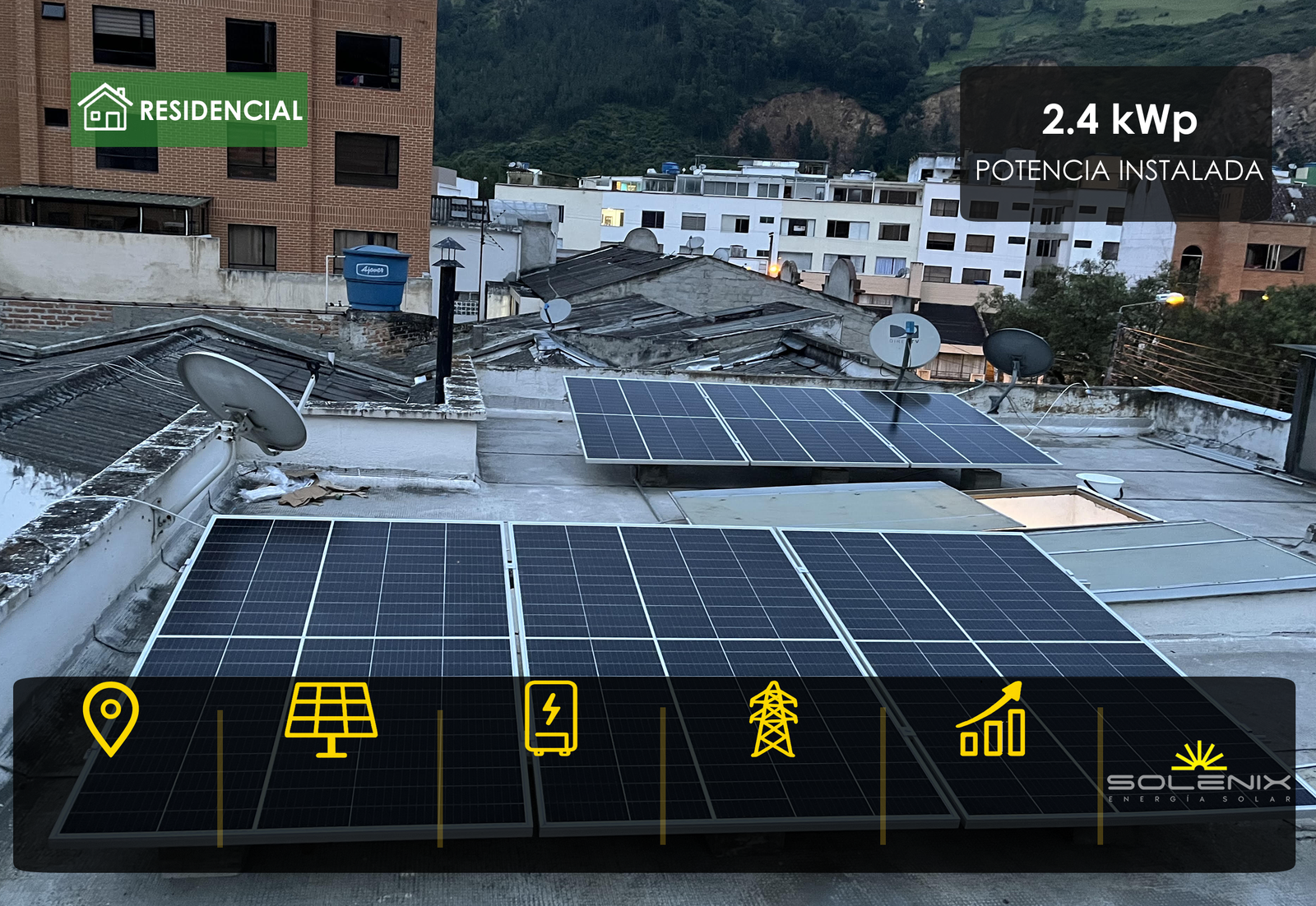 Sistema solar fotovoltaico residencial de 2,4 kWp en Pasto, Nariño