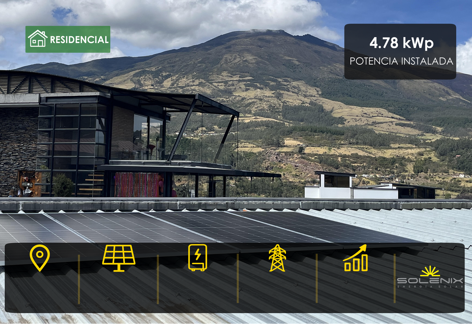 Sistema solar fotovoltaico residencial de 4,78 kWp en Pasto, Nariño