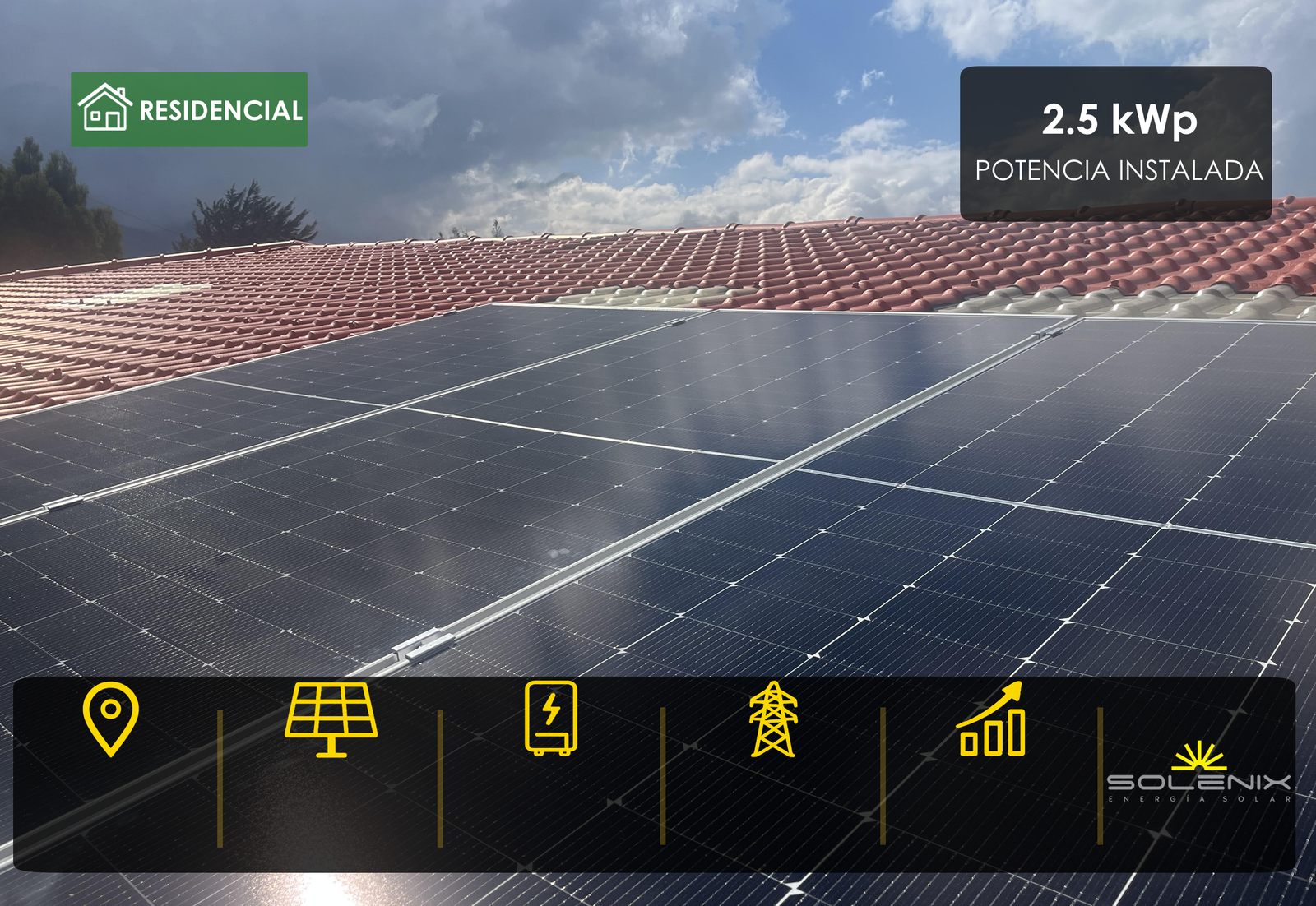 Sistema solar fotovoltaico residencial de 2,5 kWp en Pasto, Nariño
