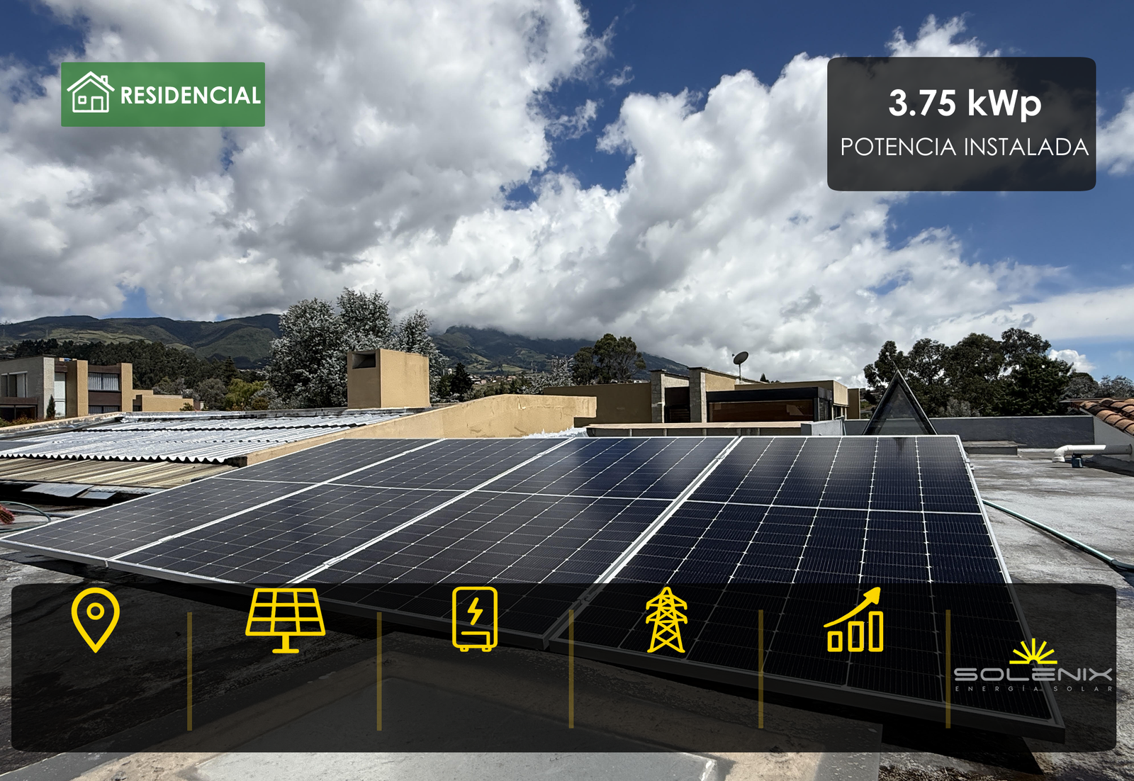 Sistema solar fotovoltaico residencial de 3,75 kWp en Pasto, Nariño