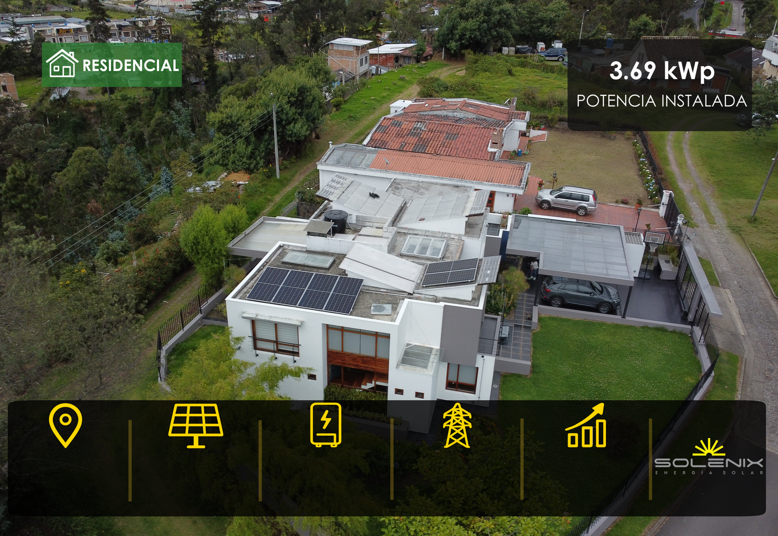 Sistema solar fotovoltaico residencial de 3,69 kWp en Pasto, Nariño
